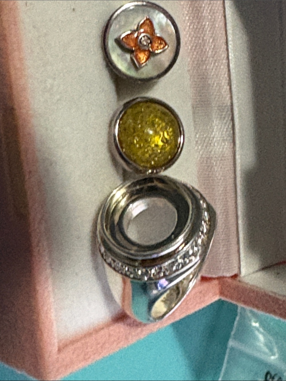 Sterling Silver Yellow Gem Interchangeable Ring by Kameleon Co Sz 7 NWOT 7A